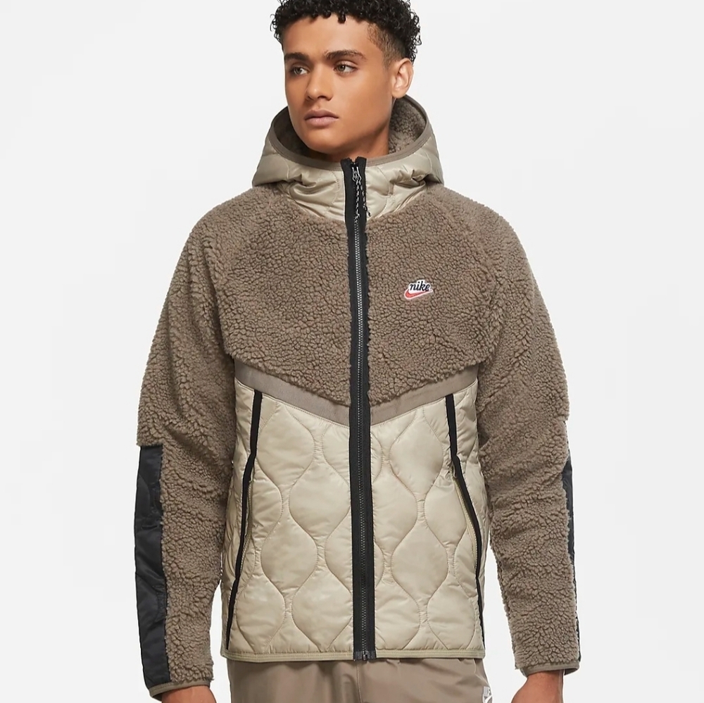 Nike Tan and Black Hooded Jacket